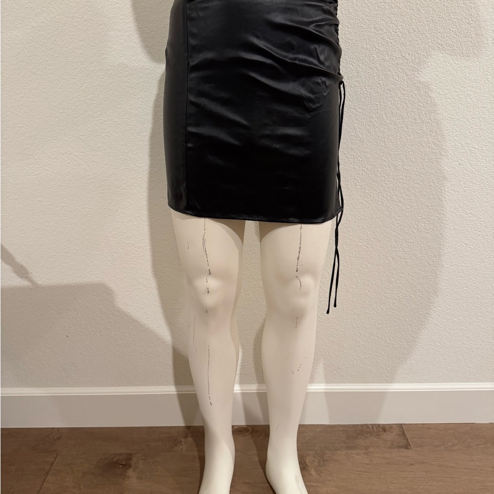 Cider Black Satin Mini Skirt